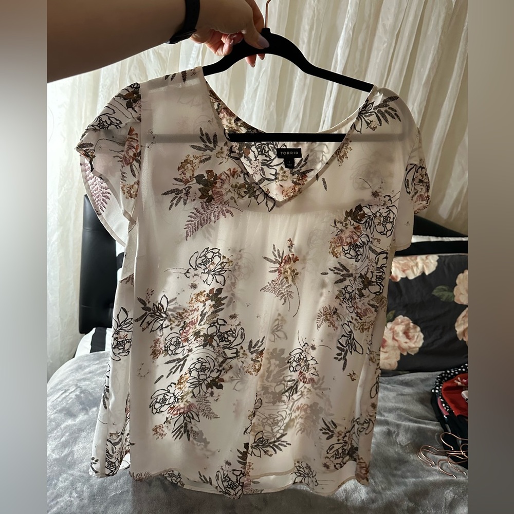 White floral chiffon top